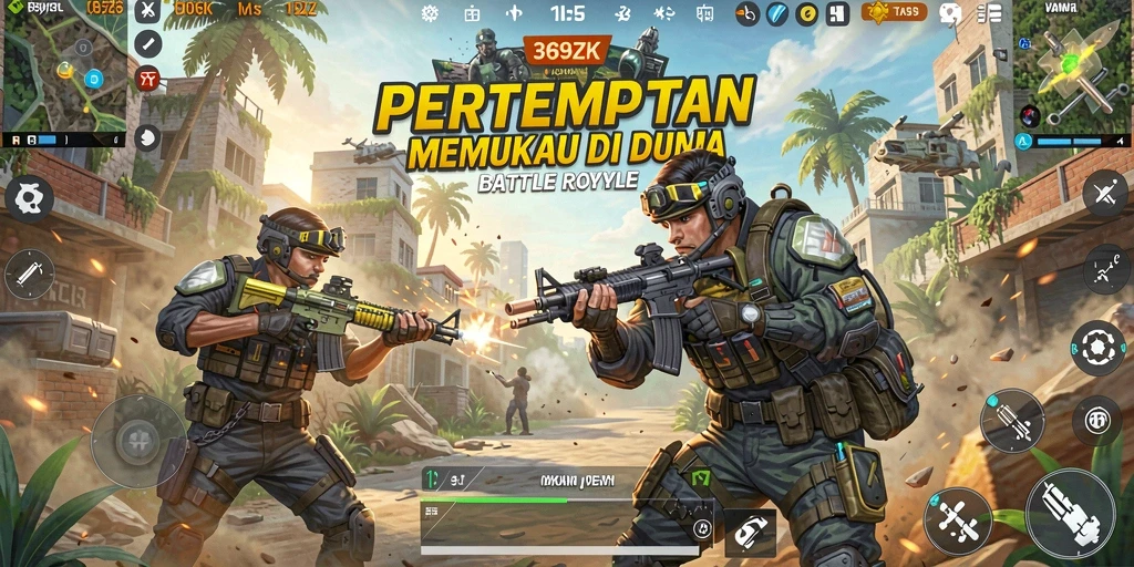 Tangkapan layar dari gameplay seru di 369ZK Battle Royale.