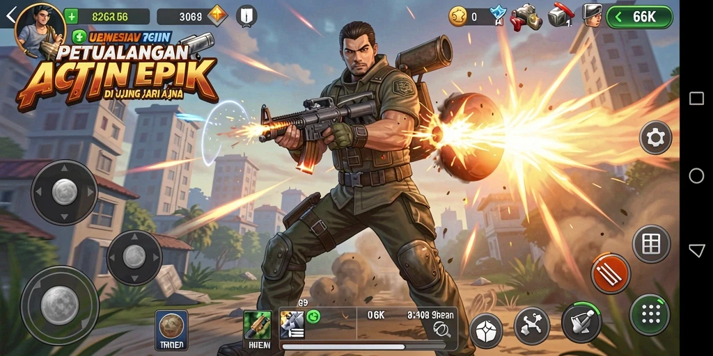 Tampilan gameplay 66K yang mendebarkan dan penuh aksi.