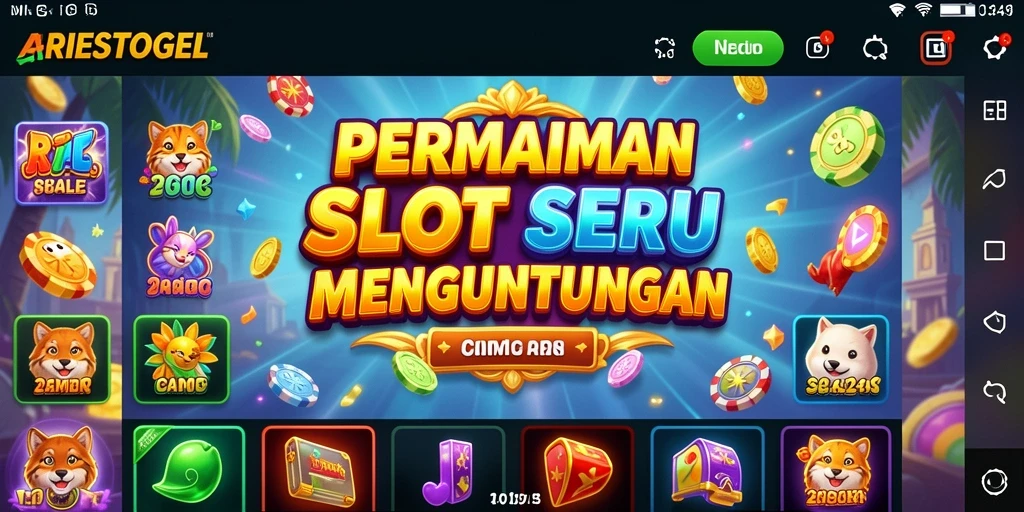 Tampilan menarik dari gameplay ARIESTOGEL dengan simbol slot yang bervariasi.