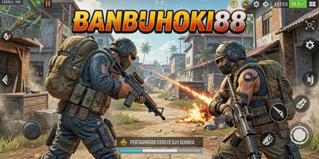 Tampilan pertarungan seru dalam game Battle Royale.