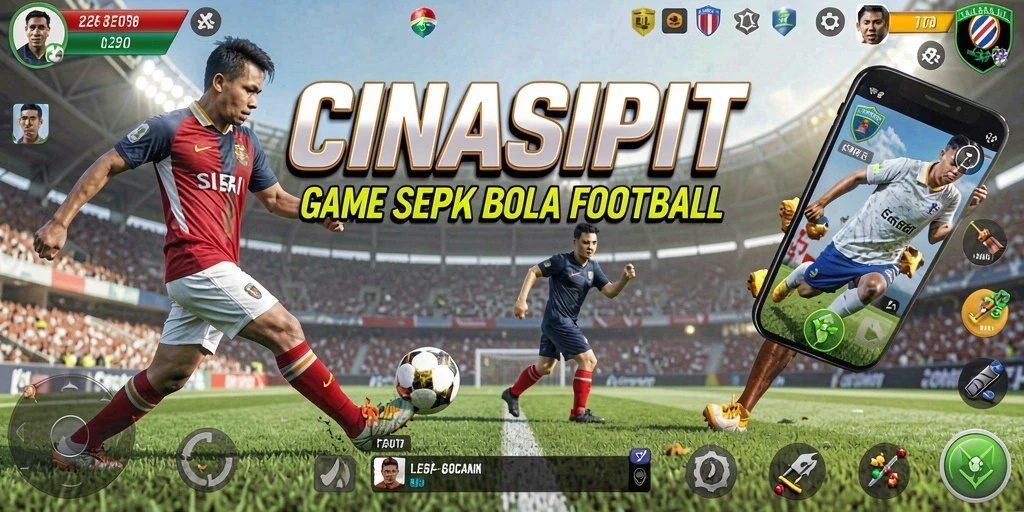Tampilan gameplay CINASIPIT yang menarik dengan aksi sepak bola seru.