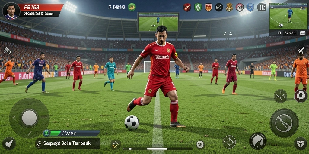 Screenshot FB168 menampilkan momen epik di lapangan sepak bola.
