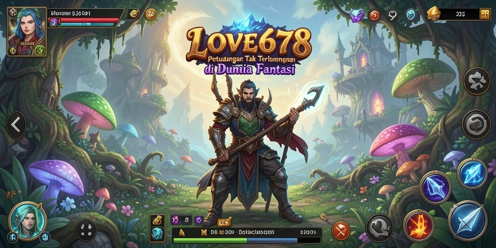 Screenshot utama LOVE678 menampilkan petualangan mendebarkan di dunia fantasi.