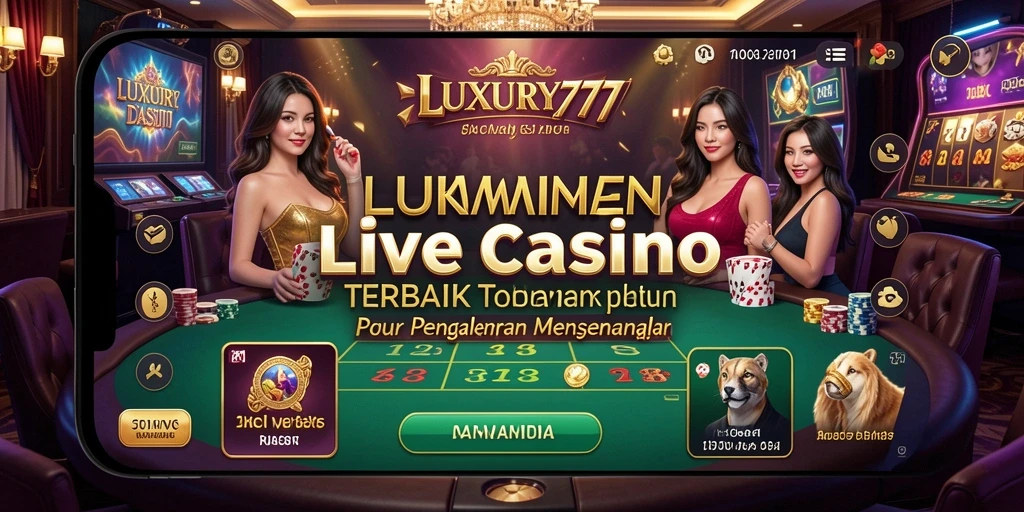 Screenshot gameplay LUXURY777 menampilkan dealer live dalam aksi permainan kasino.
