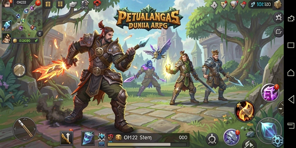 Screenshot utama OH222 menampilkan pertempuran seru dalam dunia ARPG.