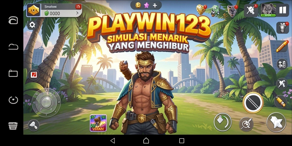 Tangkapan layar utama dari gameplay PLAYWIN123 yang penuh aksi.