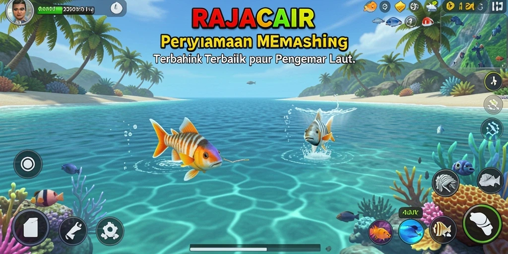 Tampilan gameplay RAJACAIR yang menakjubkan dengan pengalaman memancing yang seru.