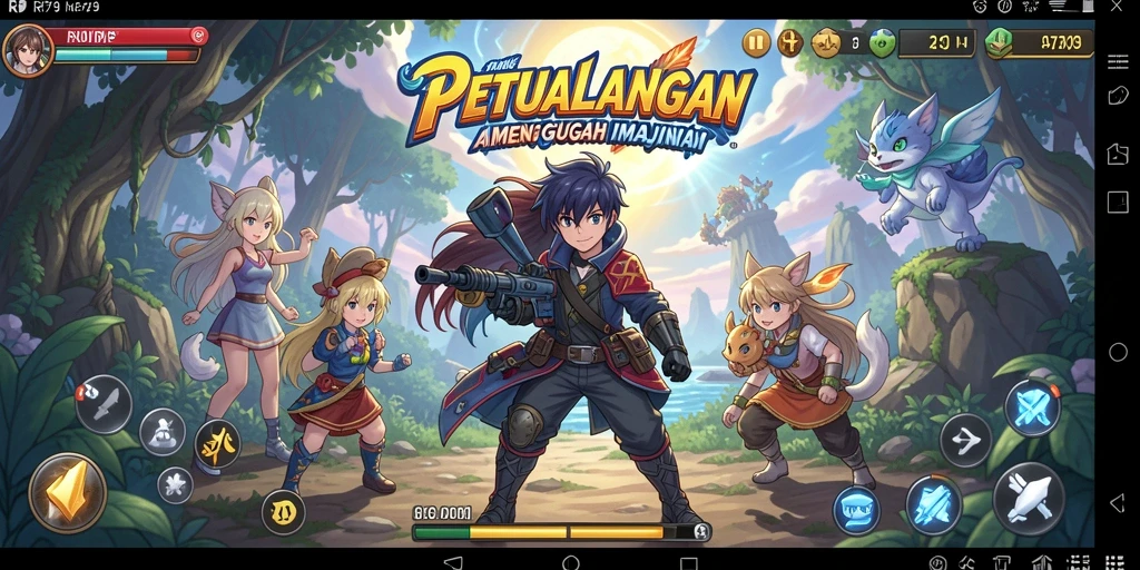 Tampilan gameplay RP79 dengan karakter Anime yang keren dan aksi yang seru.