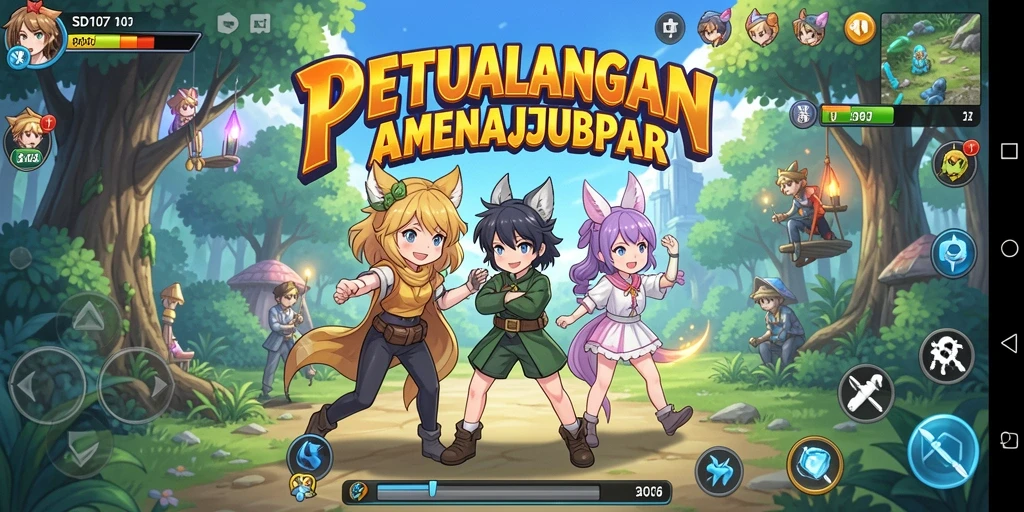 Tampilan gameplay dinamis dalam SD107 dengan karakter Anime yang menarik.