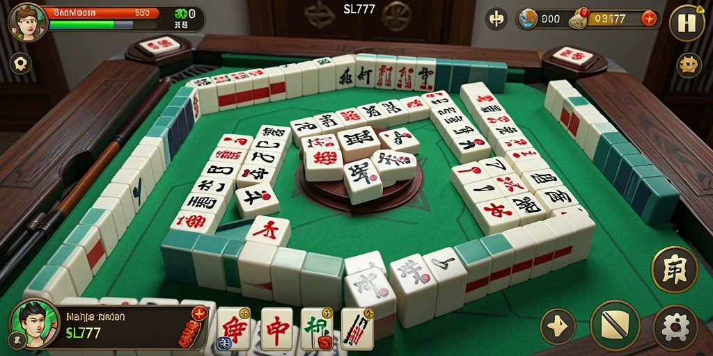 Tampilan gameplay seru SL777 saat menyusun kartu Mahjong.