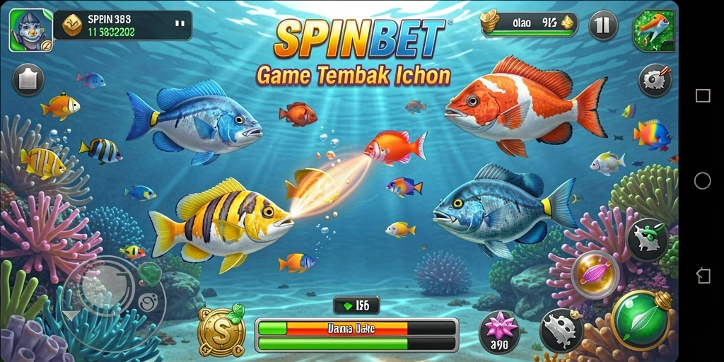 Screenshot menunjukkan aksi seru menangkap ikan di SPINBET.