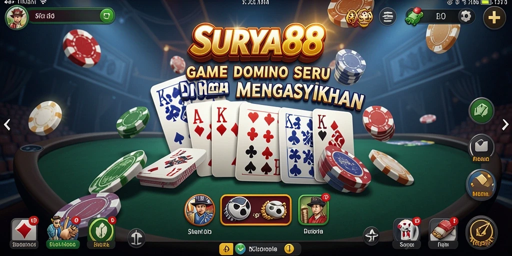 Screenshot gameplay seru dari SURYA88 yang menunjukkan aksi permainan Domino.