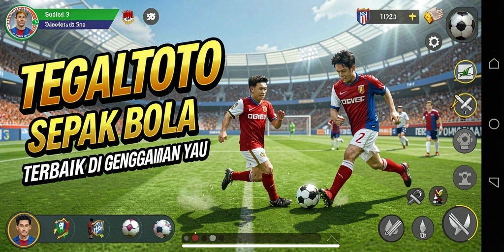 Tampilan gameplay TEGALTOTO yang penuh aksi sepak bola.