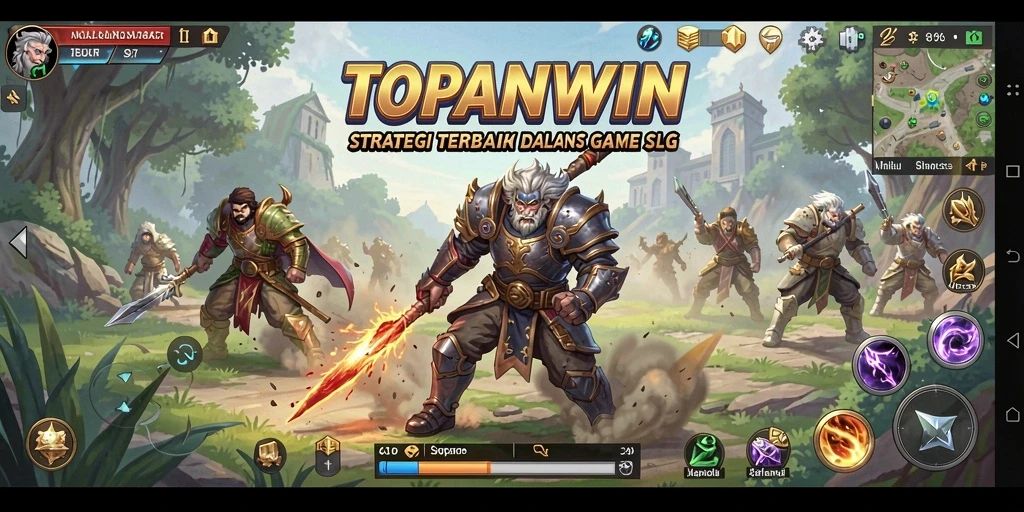 Screenshot gameplay TOPANWIN menampilkan pertempuran strategis yang seru.