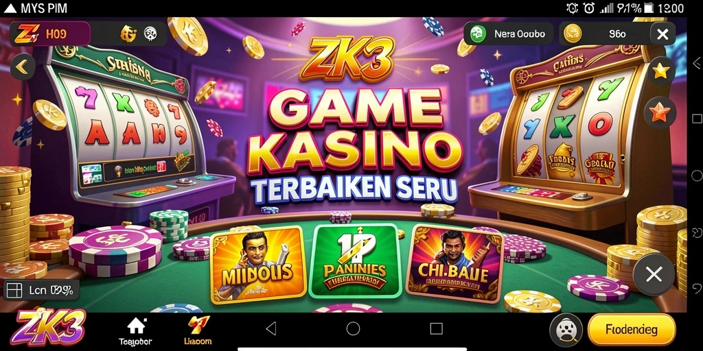 Tampilan gameplay seru di ZK3 dengan berbagai permainan Kasino.